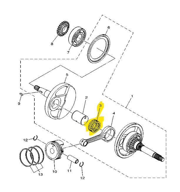 Yamaha Genuine Bearing 0528 Conrod Crank Pin 93310-528YP For Mio Sporty/Fino/Nouvo/Soul