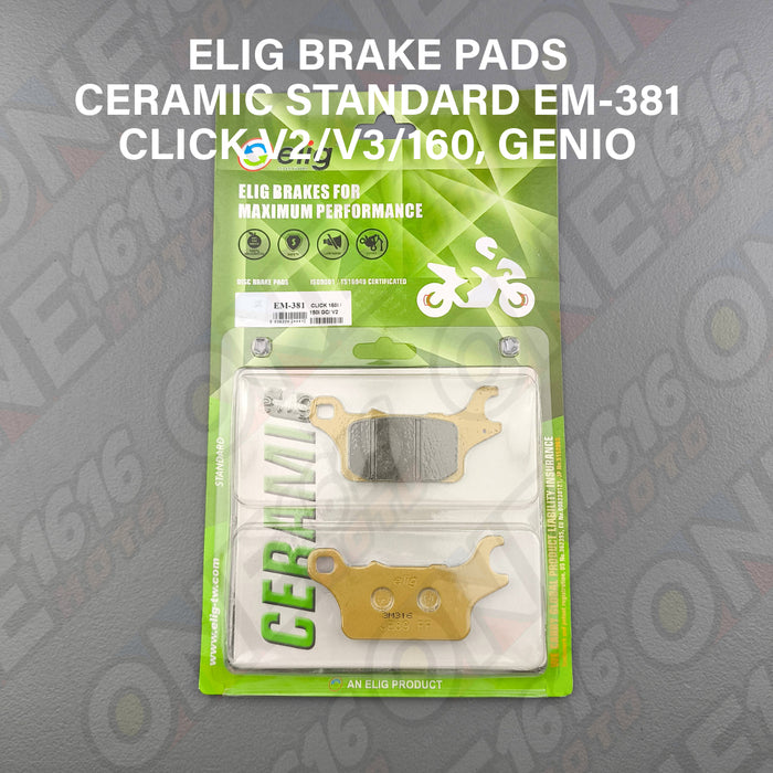 Elig Ceramic Brake Pads EM-381 CST Standard for Click V2/V3/160/Genio Front Caliper