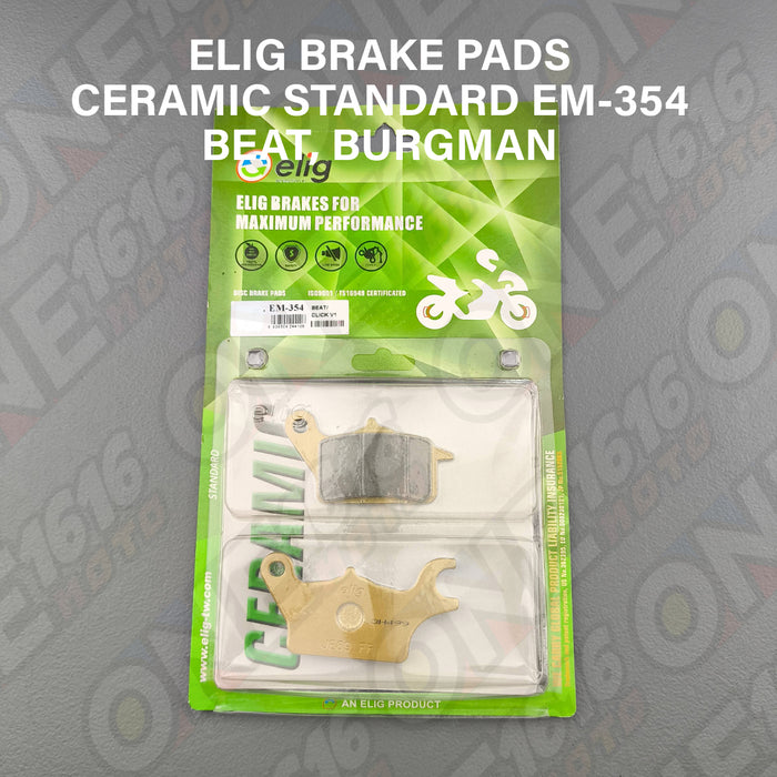 Elig Ceramic Brake Pads EM-354 CST Standard for Beat/ClickV1/Airblade 150/Scoopy/Burgman Front Caliper