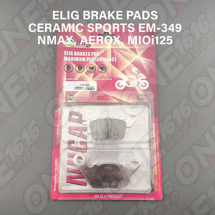 Elig Ceramic Brake Pads EM-349 CSP Sports for Nmax/Aerox/Mio i125/Gravis/Fazzio Front Caliper