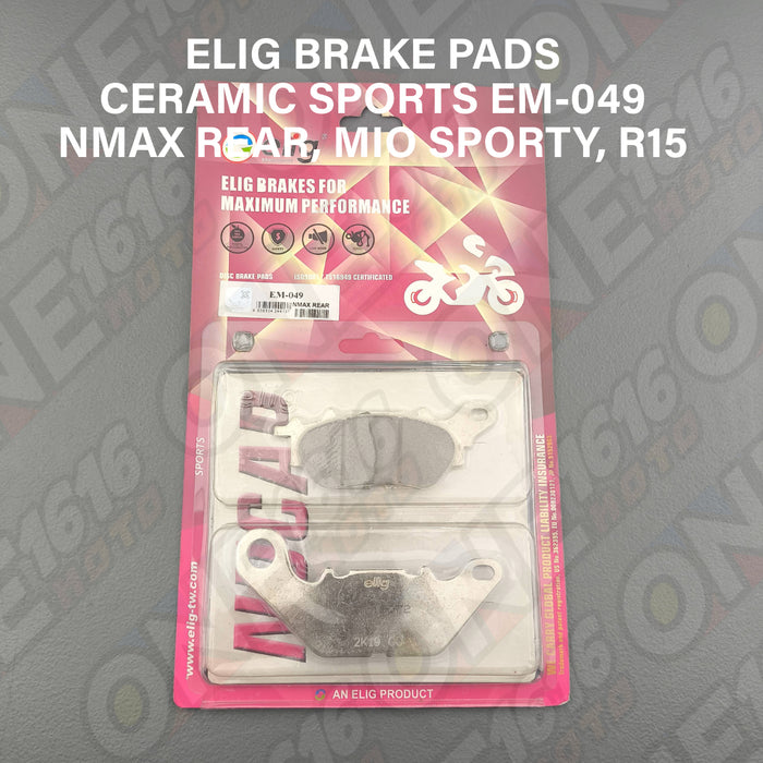 Elig Ceramic Brake Pads EM-049 CSP Sports for Nmax Rear/Mio Sporty Front/R15 Front