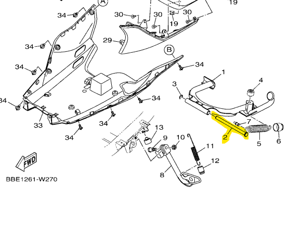 Yamaha Genuine Center Stand Shaft B6H-F7112-00 for Nmax V2/Aerox V2