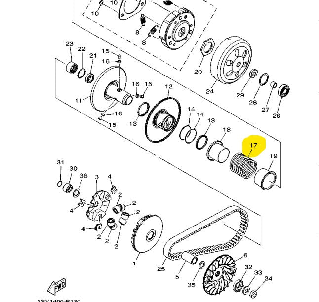 Yamaha Genuine Center Spring 2SX-E7683-10 for Mio i125/Soul i125/Gear/Gravis
