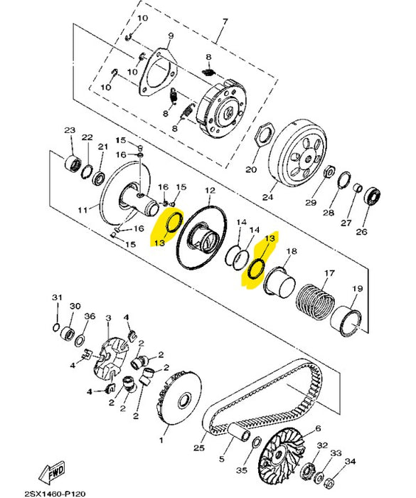 Yamaha Genuine Oil Seal Torque Drive Seal 2PH-E7465-00 for Mio i125/Soul i125/Gear