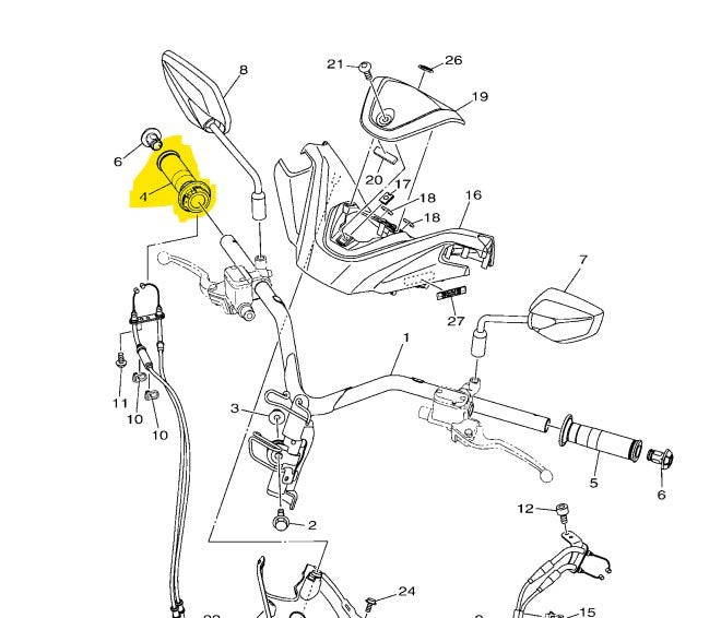 Yamaha Genuine Handle Grip Right 2PH-F6240-00 for Mio i125/Nmax/Aerox/King/Gear/Gravis
