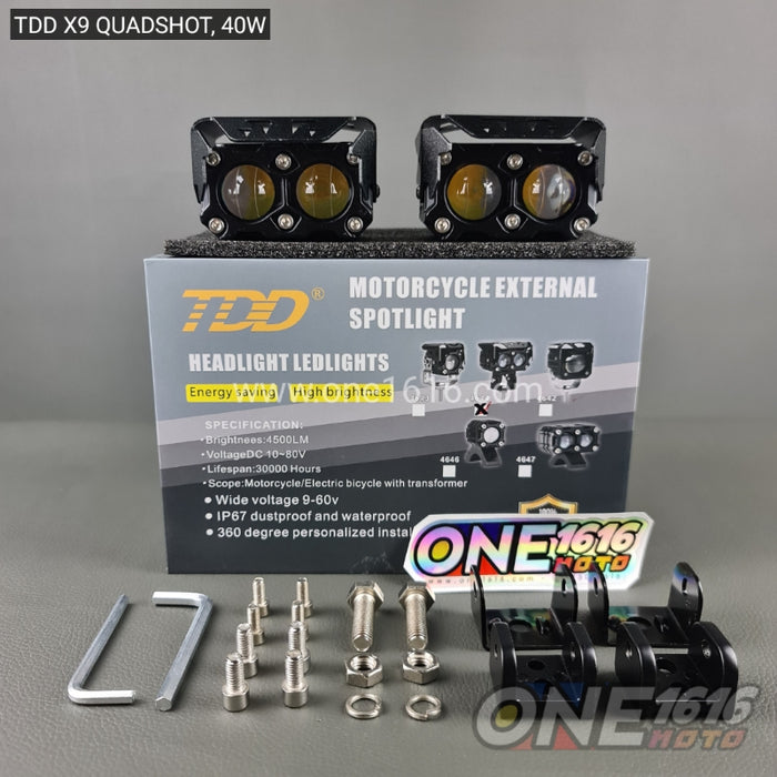 TDD X9 Quadshot Premium Auxilliary Lights 40 Watts Heavy Duty Water Proof Original