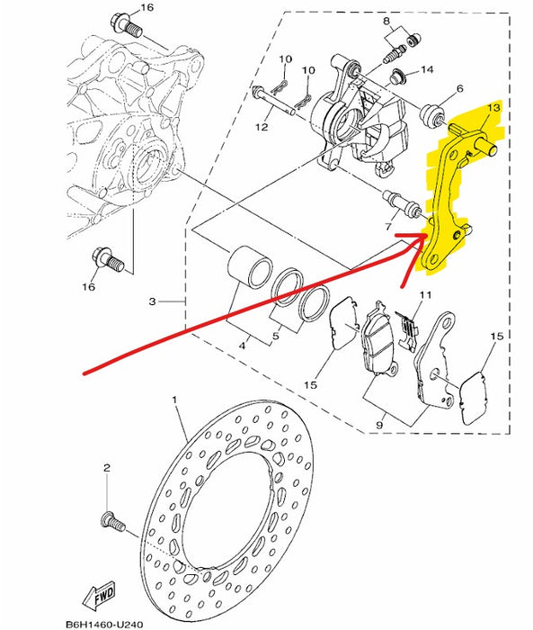 Yamaha Genuine Rear Caliper Bracket 2DP-F5920-50 for Nmax V1V2/Aerox V3