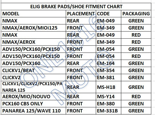 Elig Ceramic Brake Pads EM-349 CSP Sports