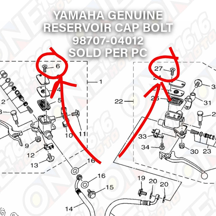Yamaha Genuine Brake Reservoir Cap Bolt 98707-04012 for Nmax/Aerox/Mio/Sniper All Versions