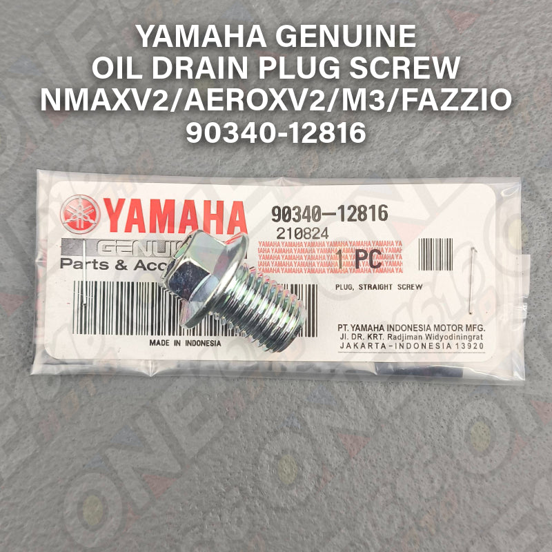 Yamaha Genuine Oil Drain Plug Straight Screw 90340-12816 for