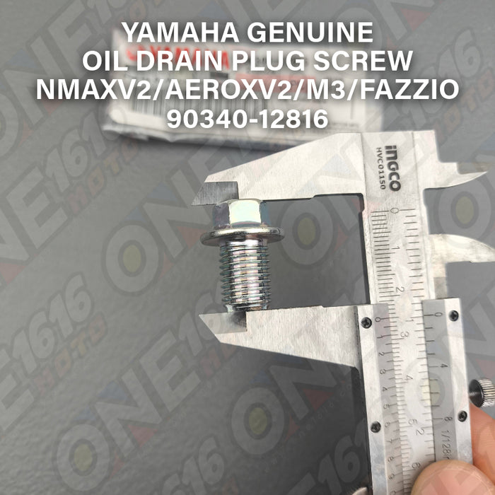 Yamaha Genuine Oil Drain Plug Straight Screw 90340-12816 for NmaxV2/AeroxV2/Mio i125/Fazzio