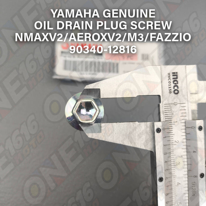 Yamaha Genuine Oil Drain Plug Straight Screw 90340-12816 for NmaxV2/AeroxV2/Mio i125/Fazzio