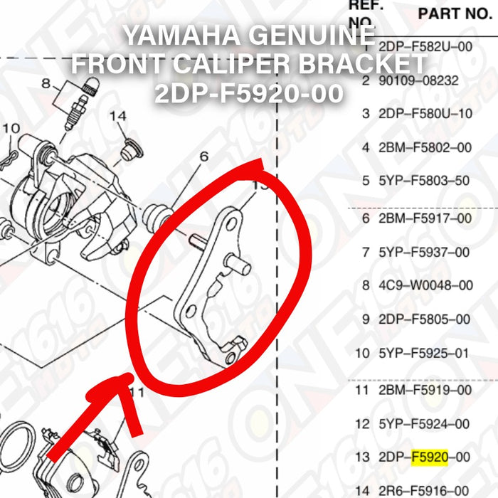 Yamaha Genuine Front Caliper Bracket 2DP-F5920-00 for Nmax V1V2, Aerox V1V2