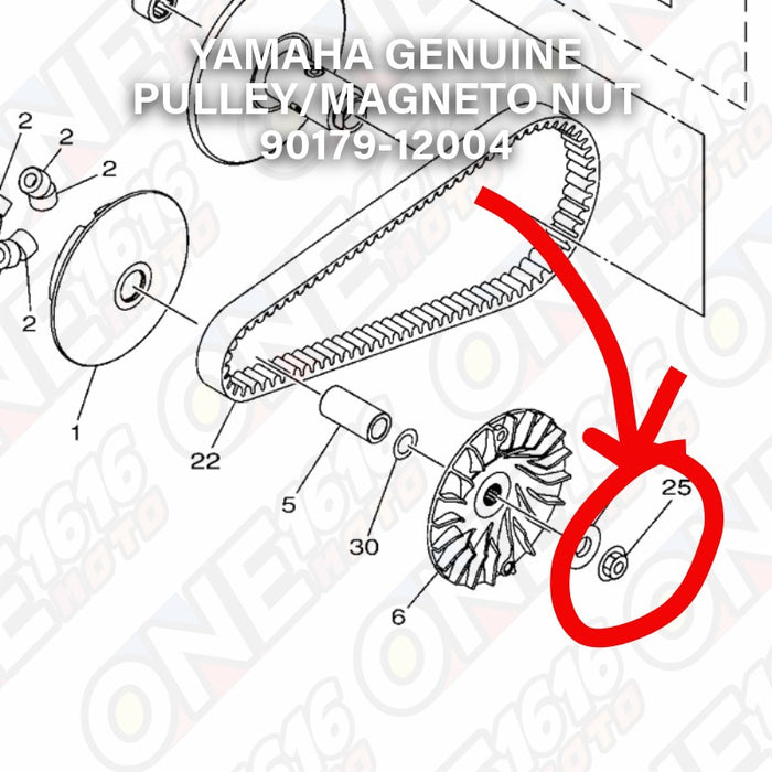 Yamaha Genuine Pulley/Magneto Nut 90179-12004 for Nmax, Aerox, M3 All Version