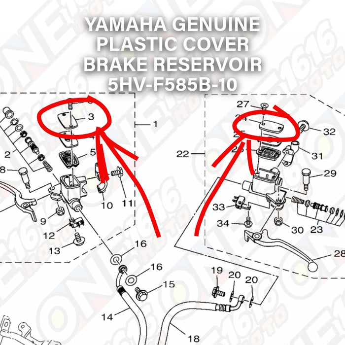 Yamaha Genuine Plate Diaphragm Brake Reservoir 5HV-F585B-10 for Nmax/Aerox/Mio All Version