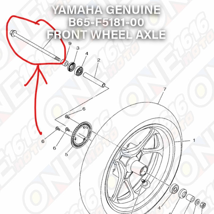 Yamaha Genuine Front Wheel Axle B65-F5181-00 for Aerox All Versions