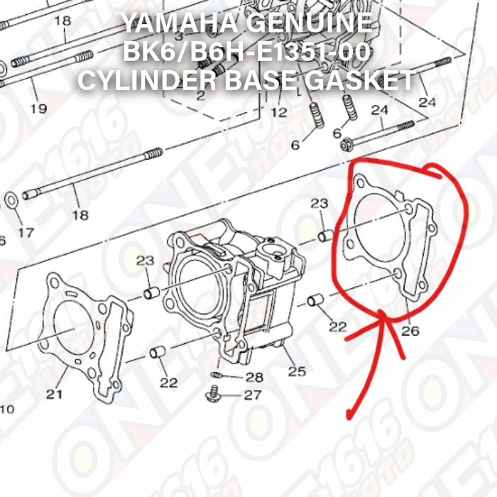 Yamaha Genuine Cylinder Base Gasket BK6/B6H-E1351-00 for Nmax/Aerox All Versions