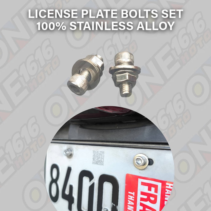 Motorcycle License Plate Plaka Bolt & Nut Set Universal Alloy Steel Heavy-Duty