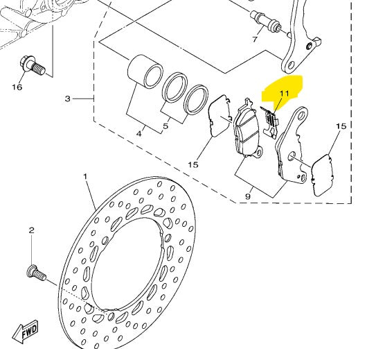 Yamaha Genuine Support Pad Rear Caliper 5P0-F5919-01 for Nmax V1V2, Sniper 135MX/150/155