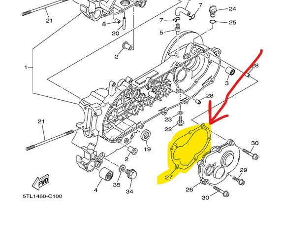 YAMAHA OEM CRANKCASE COVER GASKET 1RC 15461 00 00 YAMAHA OEM CRANKCASE COVER GASKET 1RC 15461 00 00