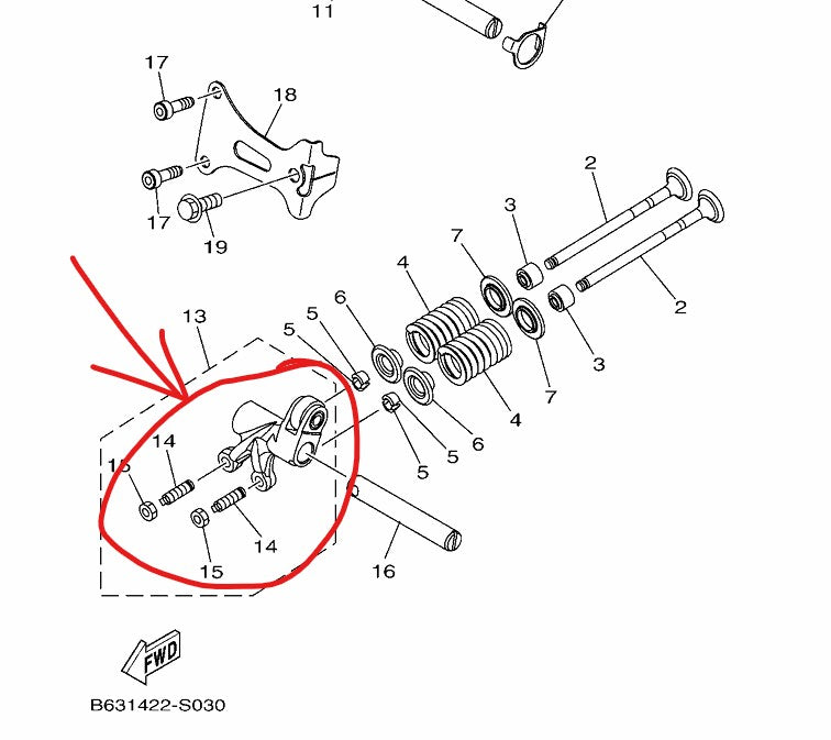 Yamaha Genuine Valve Rocker Arm Exhaust B6H/2DP-E2160-01/02 for Nmax/Aerox/Sniper155