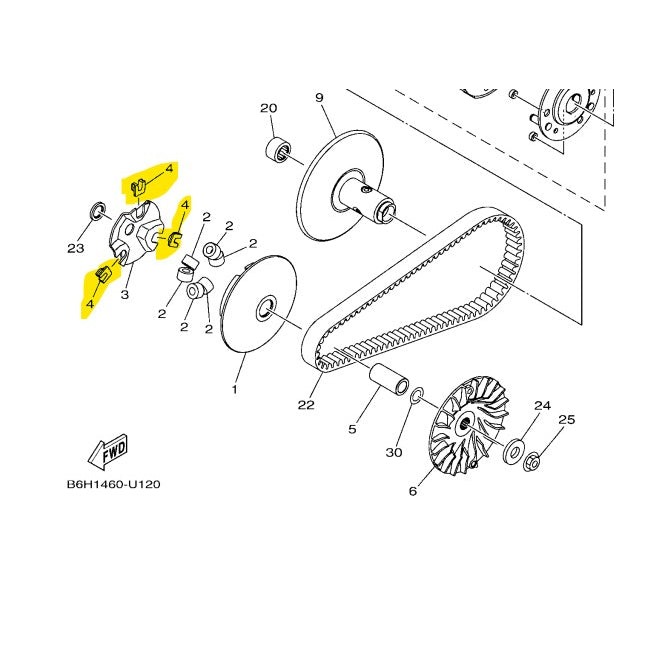 Yamaha Genuine Pulley Slider 2SX-E7653-00 for Nmax/Aerox/Mio i125/Soul/Gear/Gravis/Fazzio